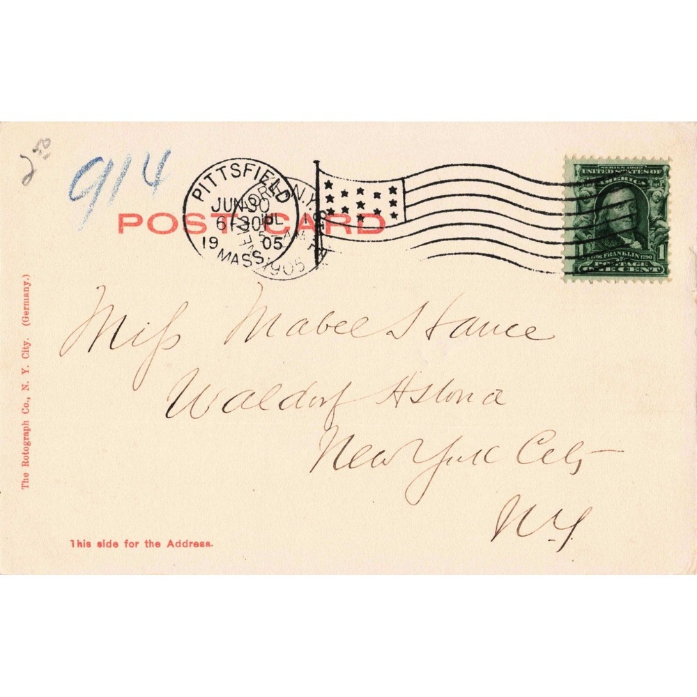 Antique 1905 Maplewood Pittsfield MA Postcard Rotograph Co Franklin - Picture 2 of 2